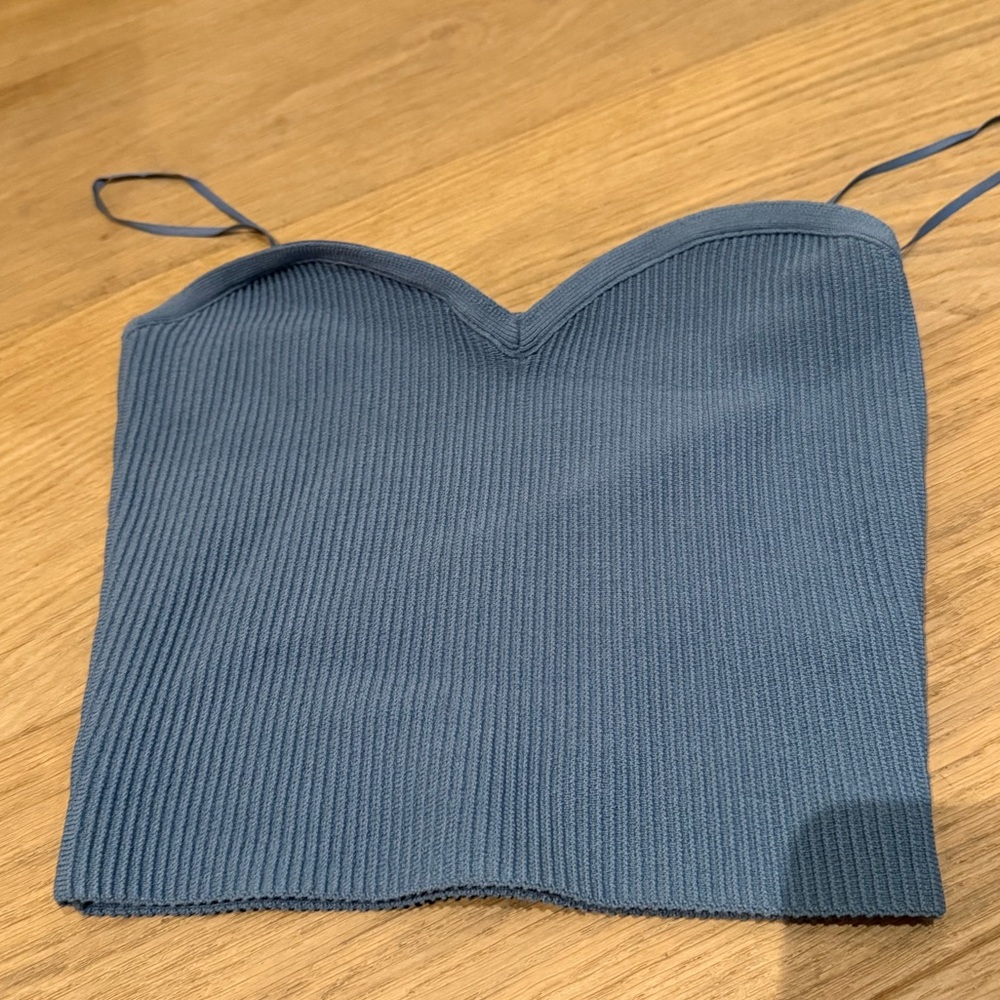 Babaton Blue Ribbed tube top Aritzia XS sculpt knit